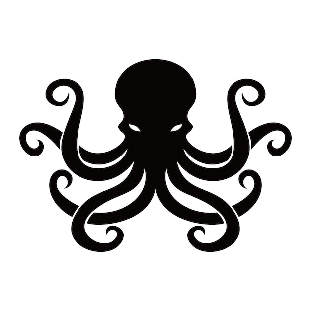 Diseño de silueta de pulpo animal marino con signo y símbolo de tentáculo