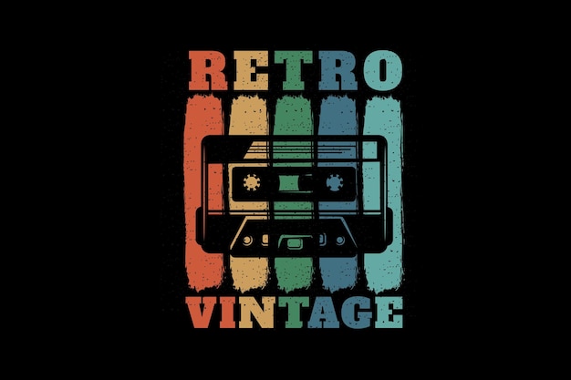 Diseño de silueta retro vintage con cassette