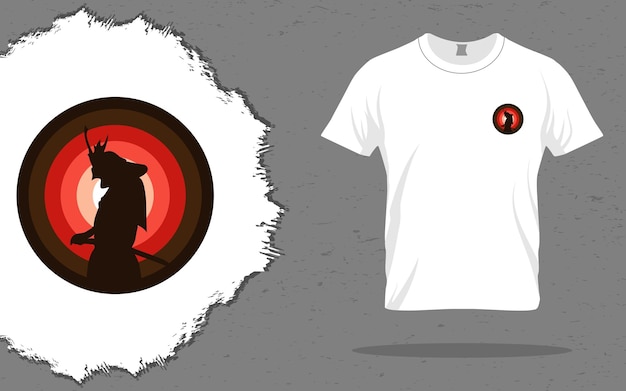 Diseño de silueta Samurai para impresión de camisetas.