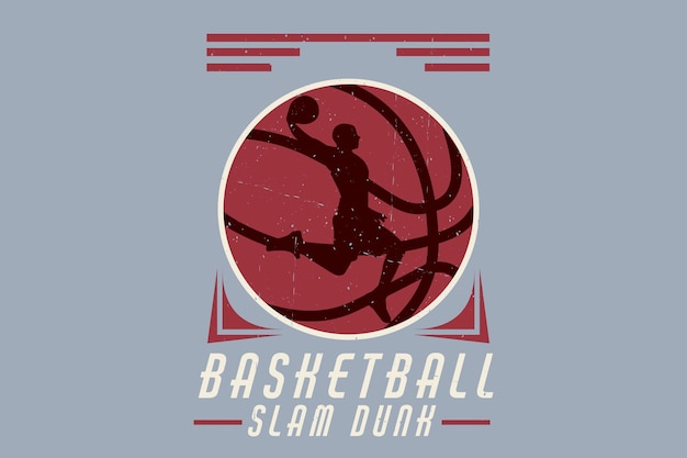 Diseño de silueta de slam dunk de baloncesto