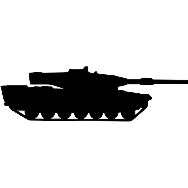 Diseño de silueta de tanque militar sobre un fondo blanco