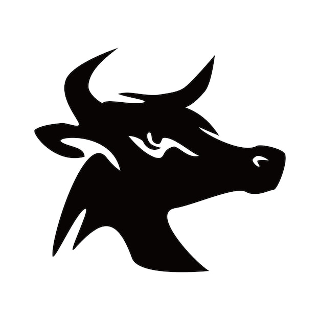 diseño de silueta de toro negro signo y símbolo de búfalo salvaje