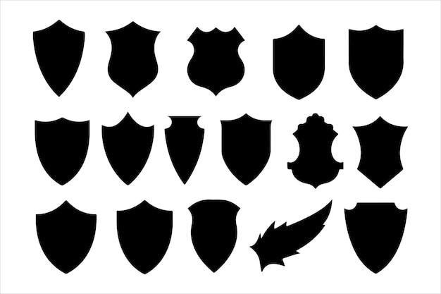 Diseño de silueta vectorial de escudo negro