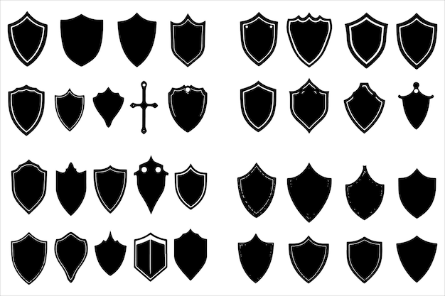 Diseño de silueta vectorial del icono del escudo negro