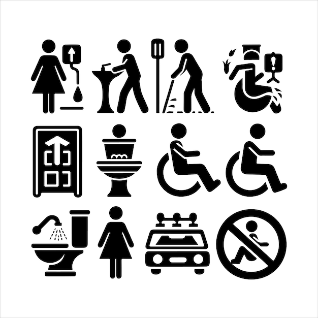 Diseño de silueta vectorial del icono del signo del inodoro