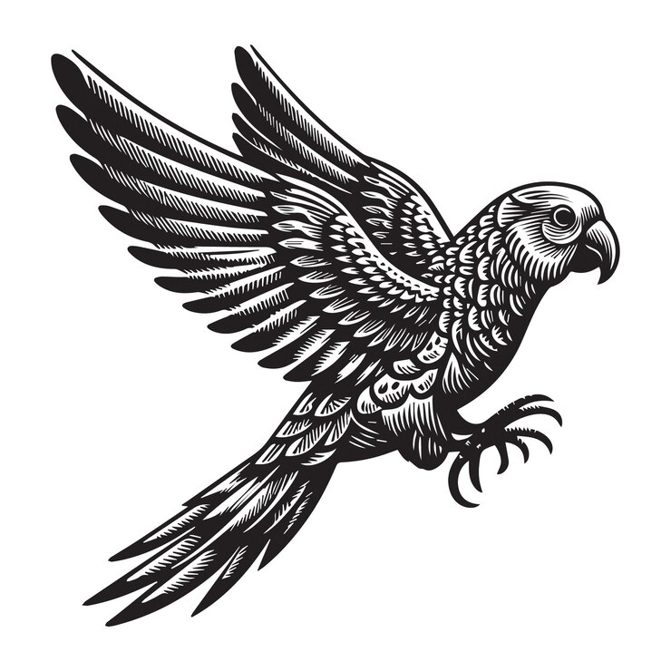 Diseño de silueta vectorial de loro