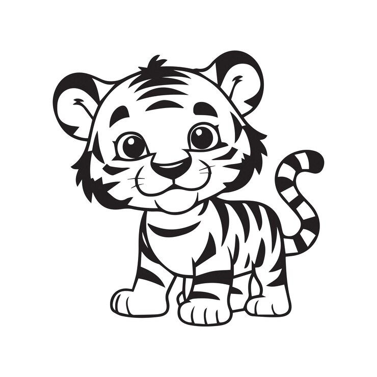 El diseño de la silueta vectorial del tigre es lindo.