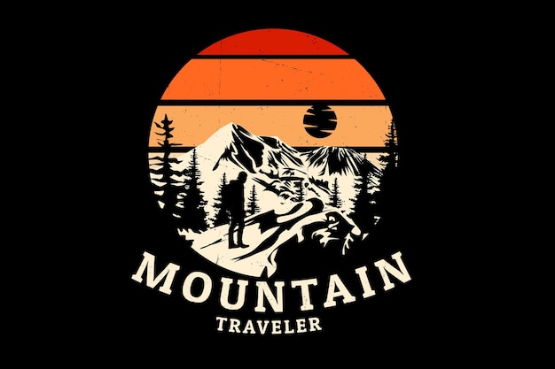 Diseño de silueta de viajero de montaña
