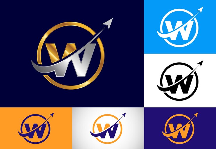 Vector diseño de símbolo de alfabeto de monograma w inicial incorporado con la flecha concepto de logotipo financiero o de éxito emblema de fuente logotipo para negocios de contabilidad e identidad de empresa