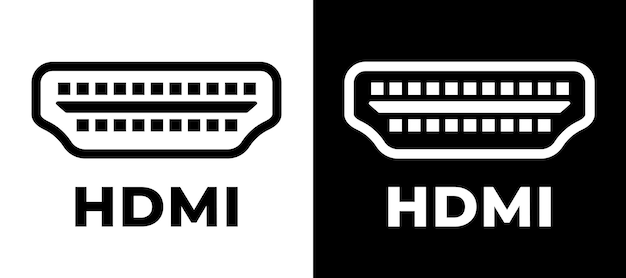 Diseño del símbolo del conector HDMI en blanco y negro con líneas limpias