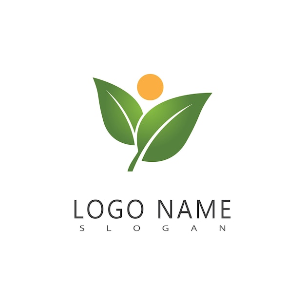 Diseño del símbolo del elemento de la plantilla vectorial del logotipo de la hoja verde