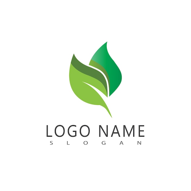 Diseño del símbolo del elemento de la plantilla vectorial del logotipo de la hoja verde