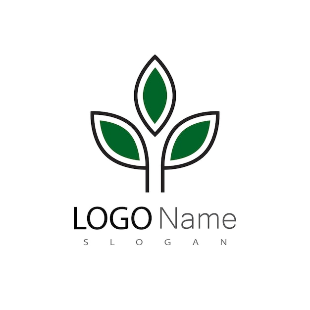 Diseño del símbolo del elemento de la plantilla vectorial del logotipo de la hoja verde