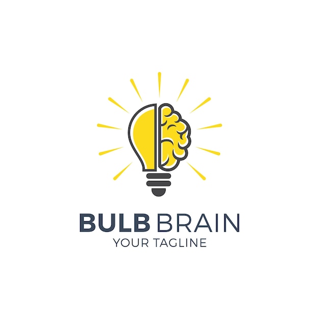 diseño de símbolo de icono de bombilla de cerebro plantilla de diseño de logotipo de idea creativa