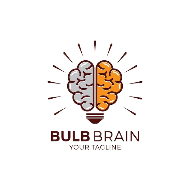 diseño de símbolo de icono de bombilla de cerebro plantilla de diseño de logotipo de idea creativa