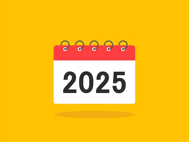 Diseño del símbolo del icono del calendario Ilustración del ícono del estilo plano del calendario del año 2025