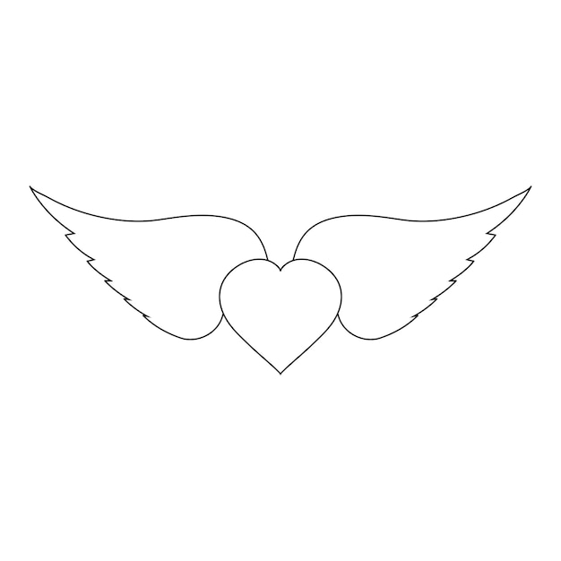 Diseño de símbolo de ilustración de vector de icono de corazón alado