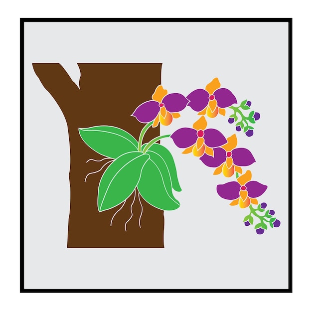 Diseño de símbolo de ilustración de vector de icono de flor de orquídea