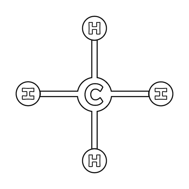 Diseño del símbolo de la ilustración vectorial del icono de la molécula de metano