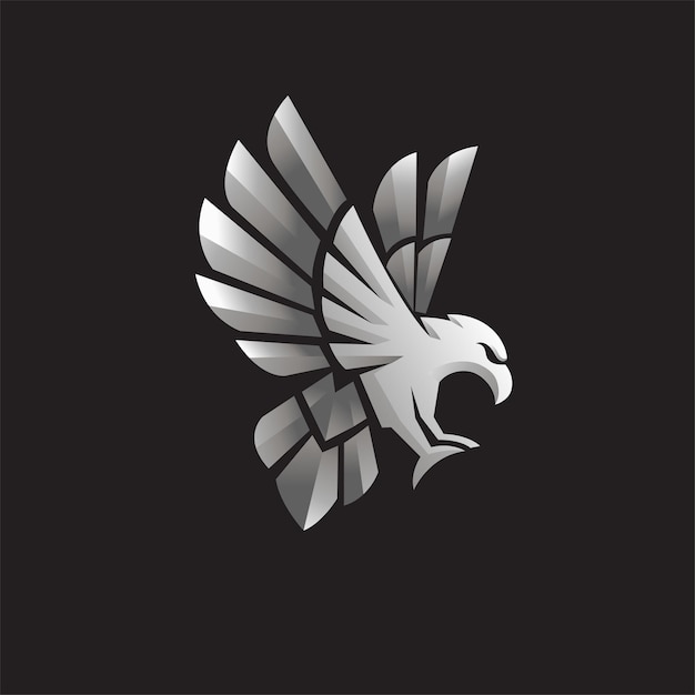 diseño de símbolo de pájaro con estilo metálico