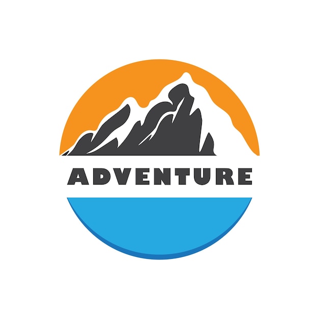 Diseño de símbolo y vector de logotipo de ilustración de montaña