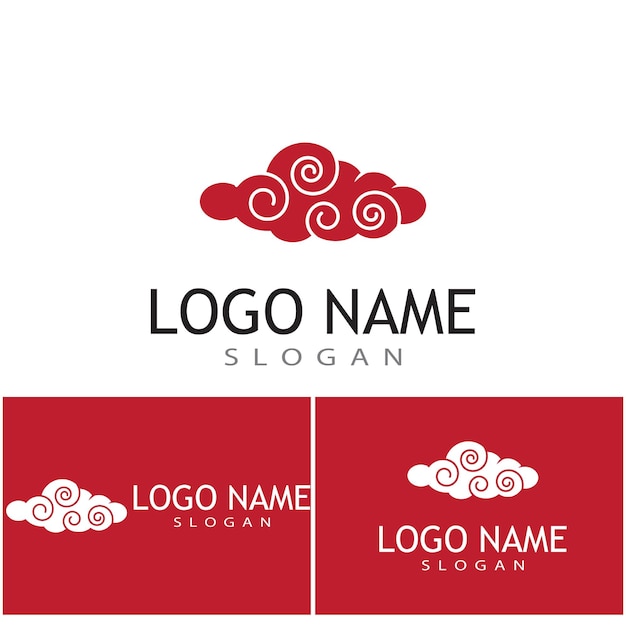 Diseño de símbolo de vector de plantilla de logotipo de nubes chinas