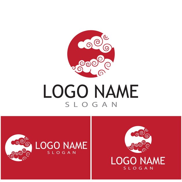 Diseño de símbolo de vector de plantilla de logotipo de nubes chinas