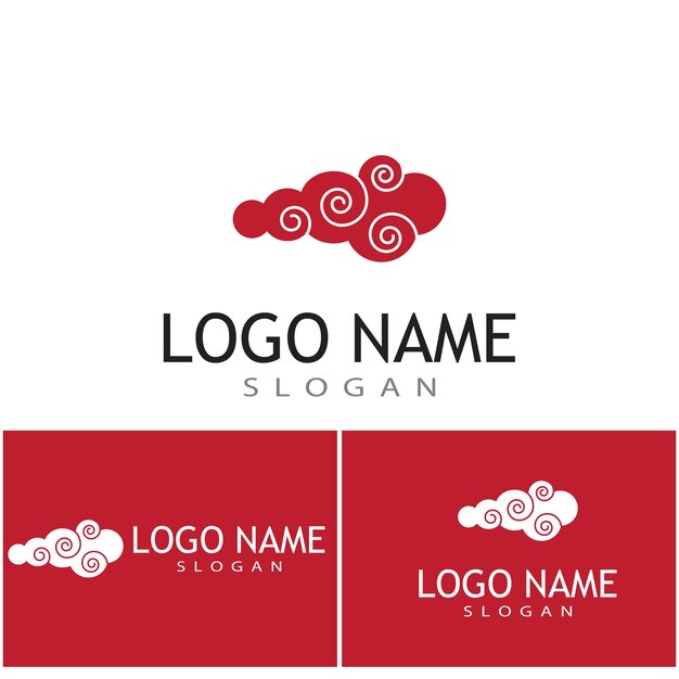 Diseño de símbolo de vector de plantilla de logotipo de nubes chinas