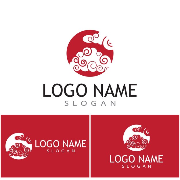 Diseño de símbolo de vector de plantilla de logotipo de nubes chinas