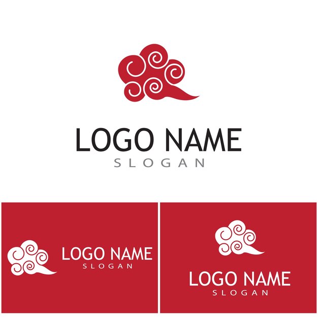 Diseño de símbolo de vector de plantilla de logotipo de nubes chinas