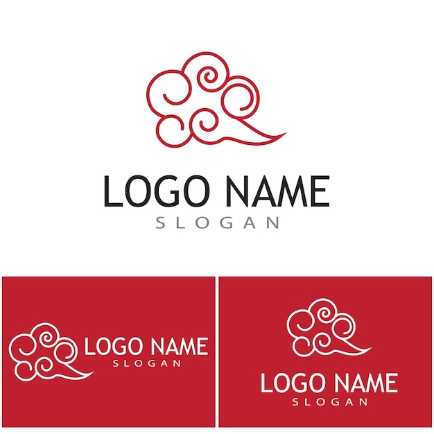 Diseño de símbolo de vector de plantilla de logotipo de nubes chinas