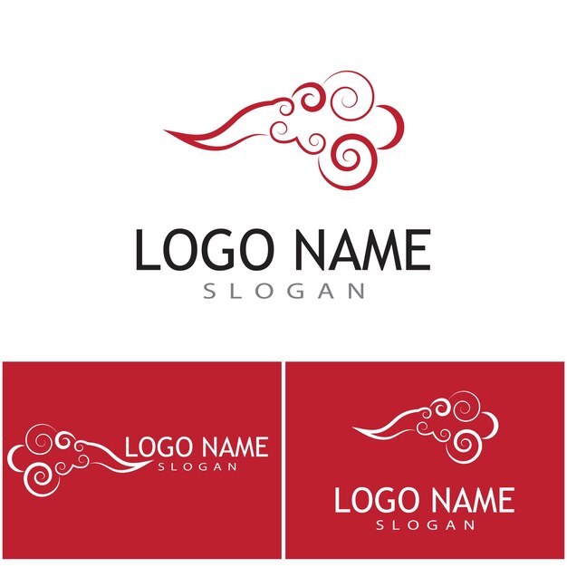 Diseño de símbolo de vector de plantilla de logotipo de nubes chinas