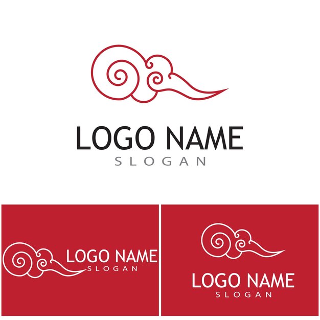Diseño de símbolo de vector de plantilla de logotipo de nubes chinas