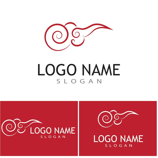 Diseño de símbolo de vector de plantilla de logotipo de nubes chinas