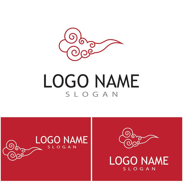 Diseño de símbolo de vector de plantilla de logotipo de nubes chinas