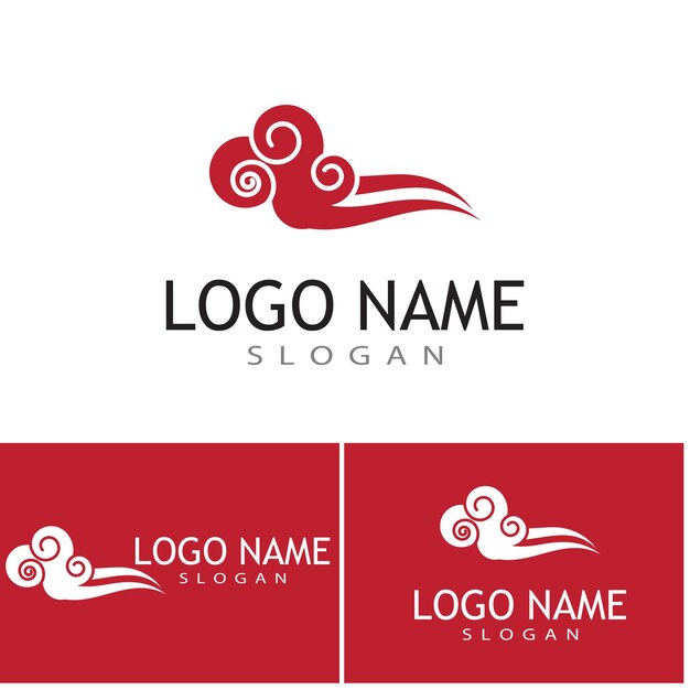 Diseño de símbolo de vector de plantilla de logotipo de nubes chinas