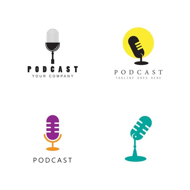 Diseño de símbolos vectoriales del logotipo del podcast
