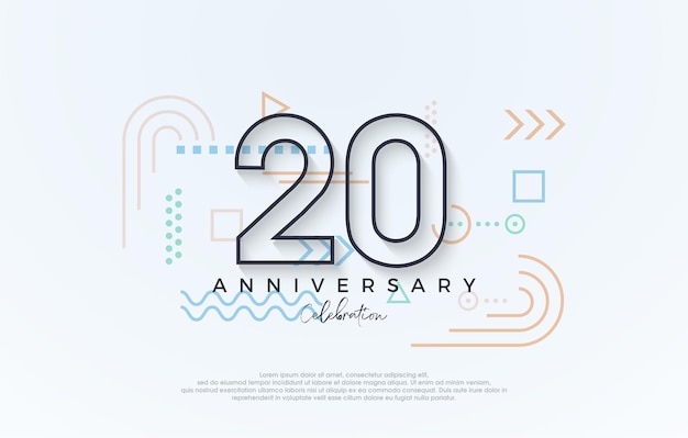 Diseño simple 20 aniversario con un diseño premium de línea simple
