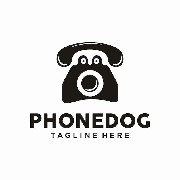 Diseño simple de los amantes de los animales de la tienda de mascotas del logotipo del cachorro del perro de la forma del teléfono