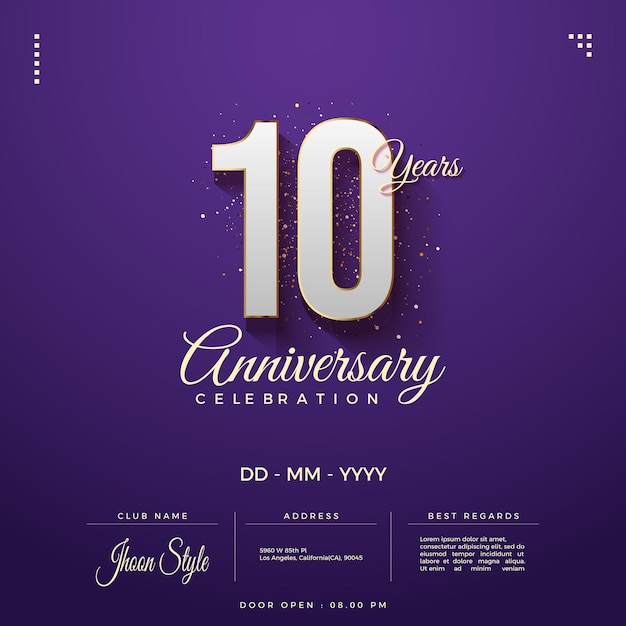 Diseño simple para una celebración de aniversario de 10 años.