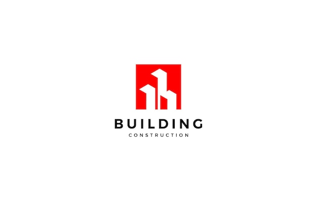 Diseño simple de edificios y logotipo de construcción El símbolo para apartamentos de construcción y arquitecto
