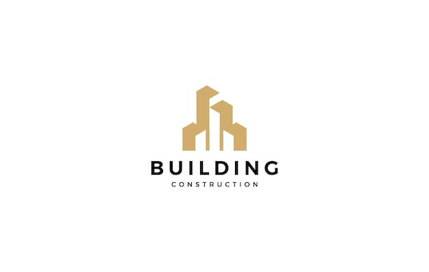 Diseño simple de edificios y logotipo de construcción El símbolo para apartamentos de construcción y arquitecto