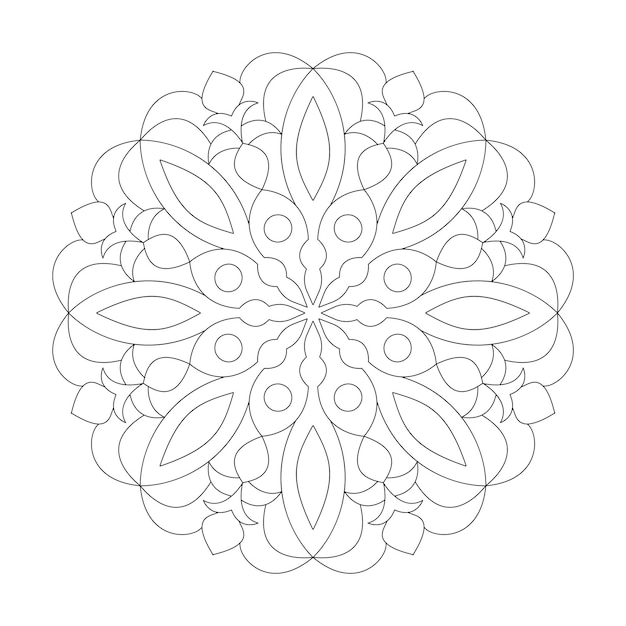 Diseño simple de flores Mandala Página de libro de colorear archivo vectorial