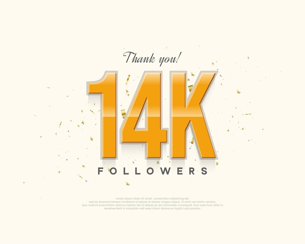 Diseño simple gracias 14k seguidores con un diseño brillante y ligero