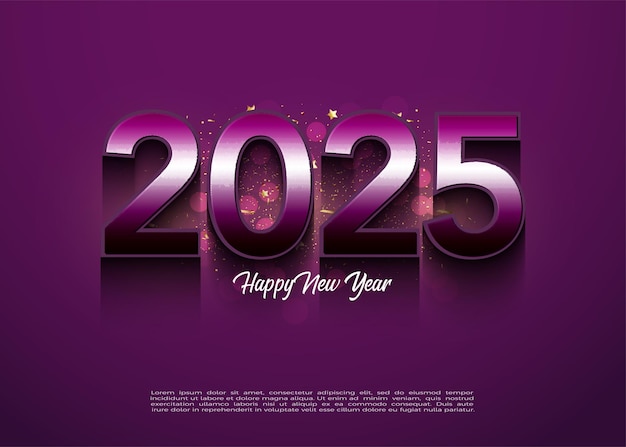 Diseño simple y limpio Nuevo año 2025 Con hermosos números de fondo premium de cretor brillante para Banner Poster o Calendario.