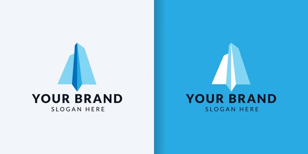 diseño simple del logotipo de un avión de papel con una empresa de rascacielos para aplicaciones móviles, servicios para el hogar, etc.