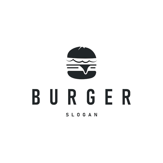 diseño simple logotipo de comida rápida hamburguesa comida deliciosa con pan de carne y verduras simple concepto de logotipo de alimentos retro para plantilla de ilustración y marca de producto comercial