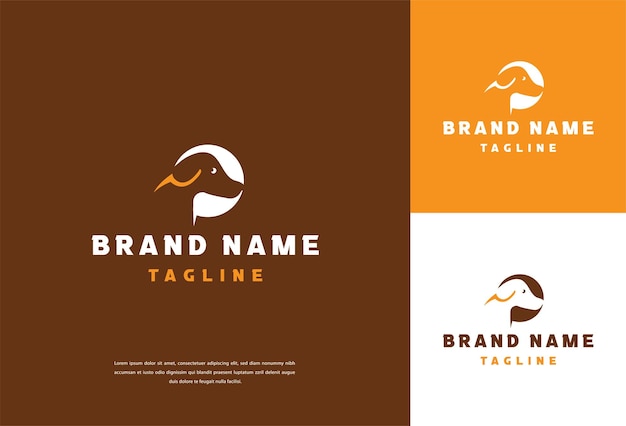 Diseño simple de logotipo de cuidado minimalista de perros Cabeza de perro con vector de amor