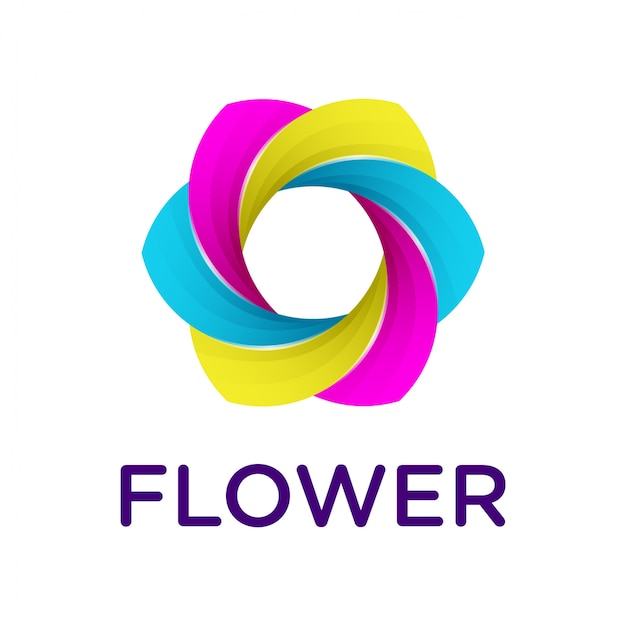 Diseño simple del logotipo de la flor del gradiente