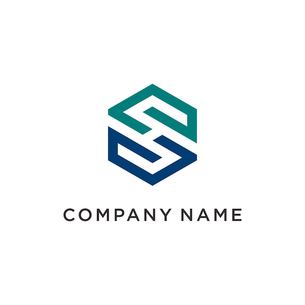 Diseño simple del logotipo del hexágono Letras S y H
